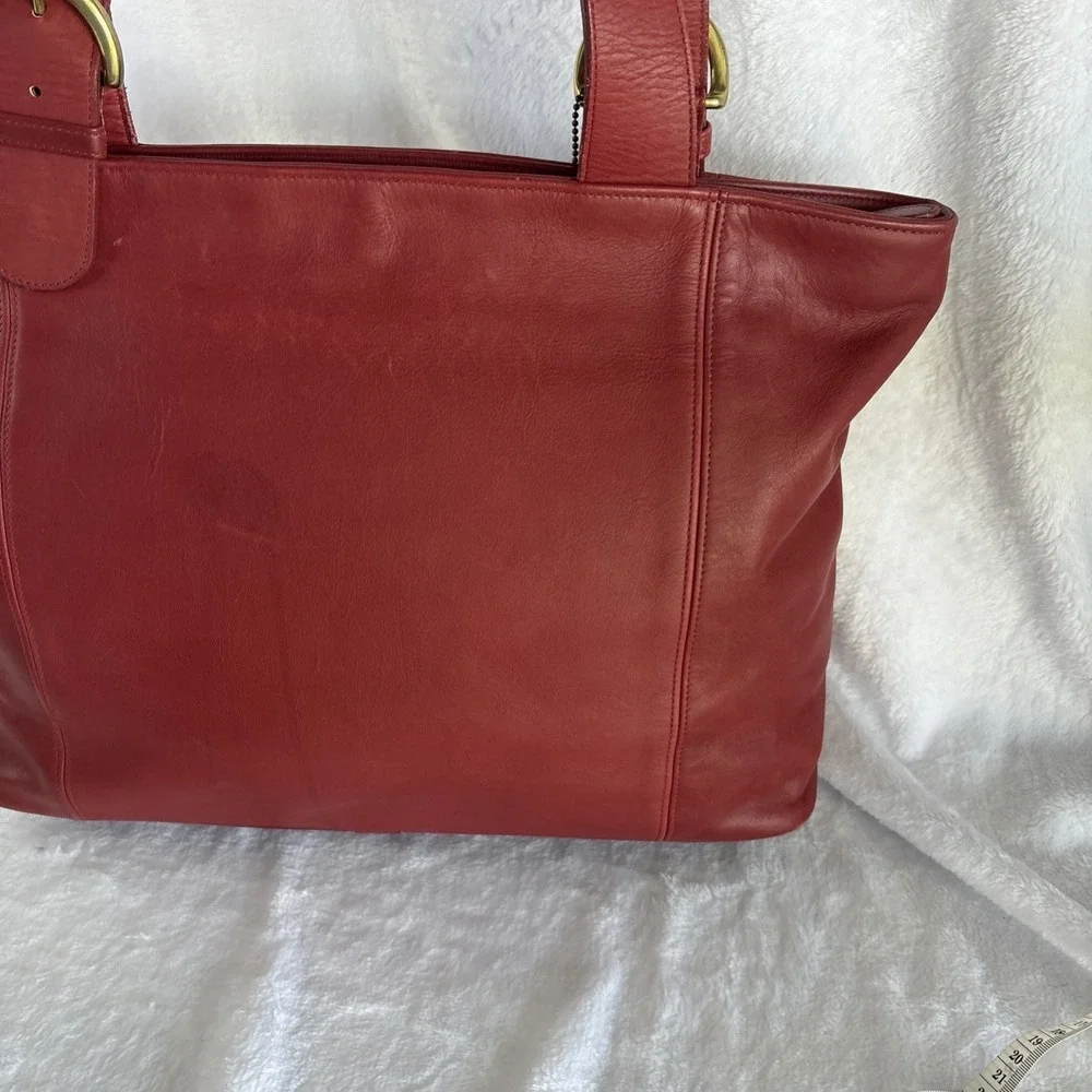 Vintage COACH Soho Zip Tote Bag Red Leather Large 4155 90s USA